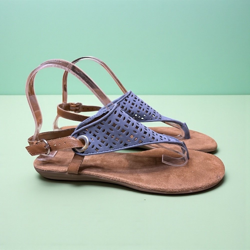 Chic Blue and Tan Women's Sandals
